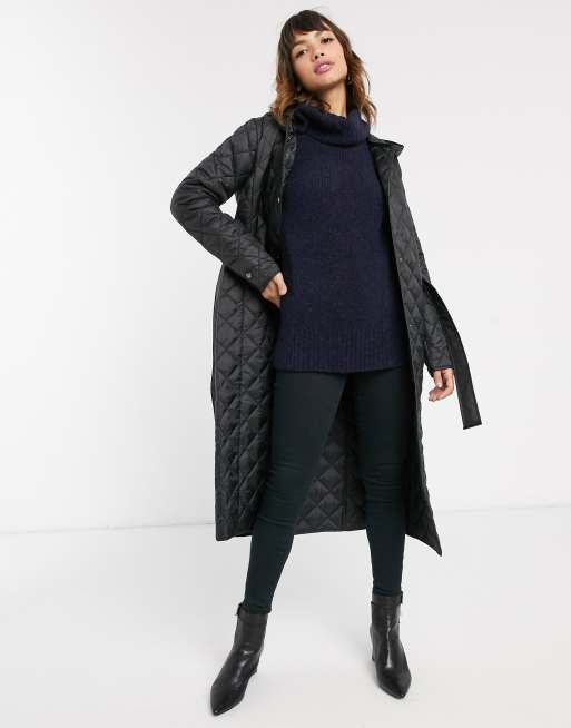 Esprit quilted coat with hood in black