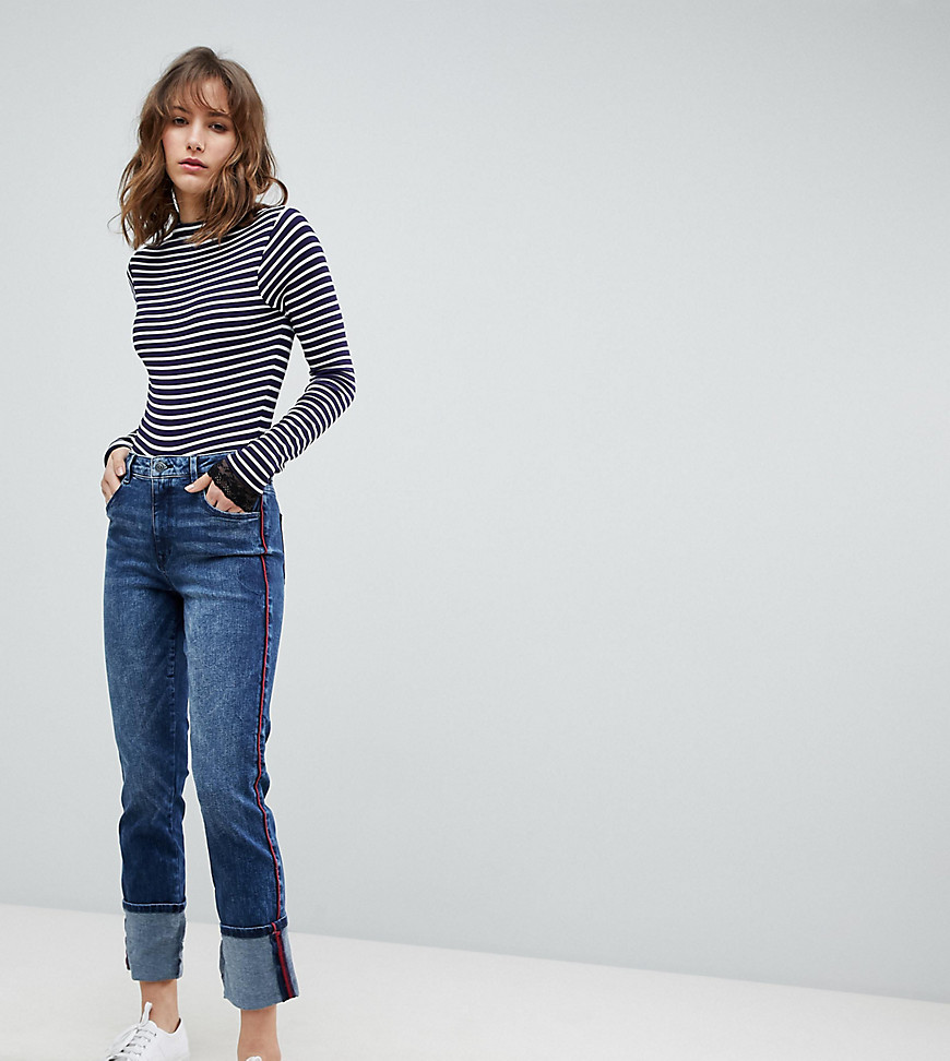 Esprit – Raka jeans med kontrastrand-Blå