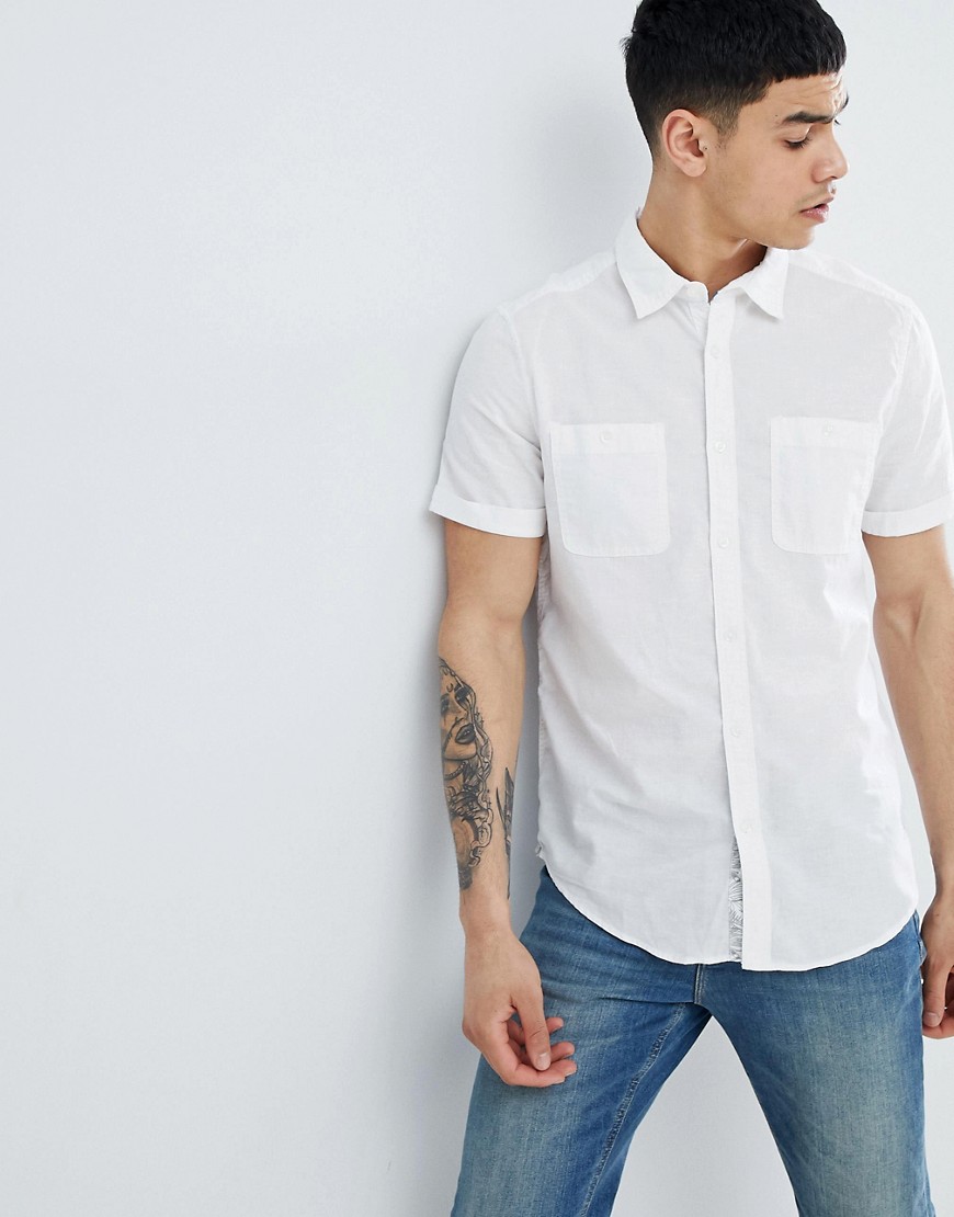 Esprit Regular Fit Shirt In Cotton Linen Blend-white