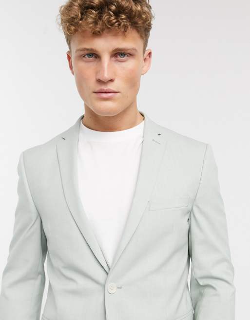 Esprit – Schmale Anzugjacke in Minzgrün