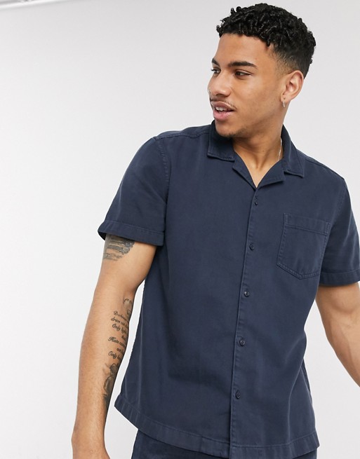 Esprit shirt with revere collar in Navy