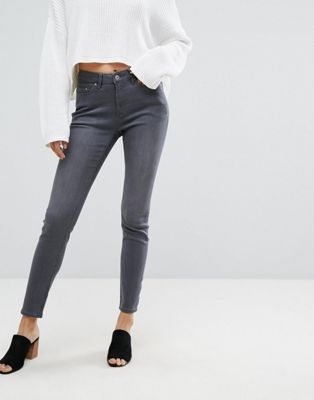 Esprit - Skinny jeans met hoge taille-Grijs