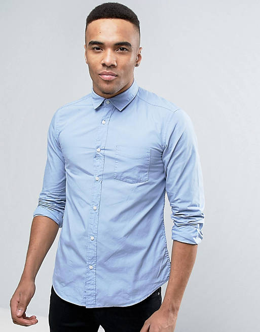 Esprit Slim Fit Button Down Shirt in Light Blue