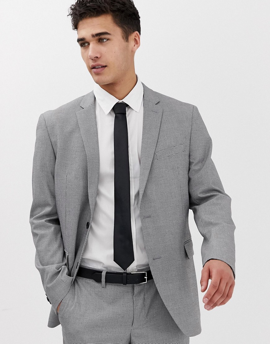 Esprit slim fit suit jacket in mini houndstooth-Grey