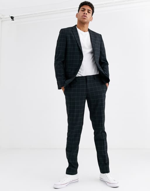 navy windowpane pants