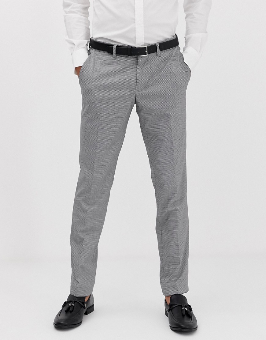 Esprit slim fit suit trouser in mini houndstooth-Grey