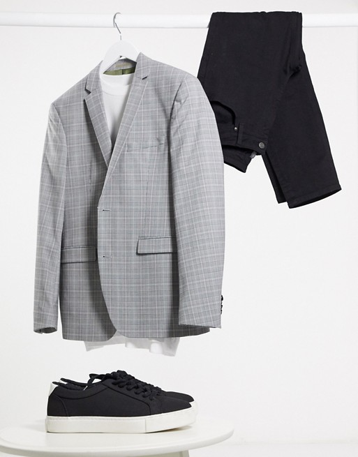 Esprit Slim Suit jacket in grey check
