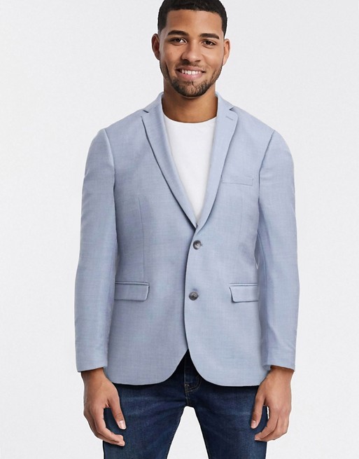 Esprit slim Suit jacket in light blue