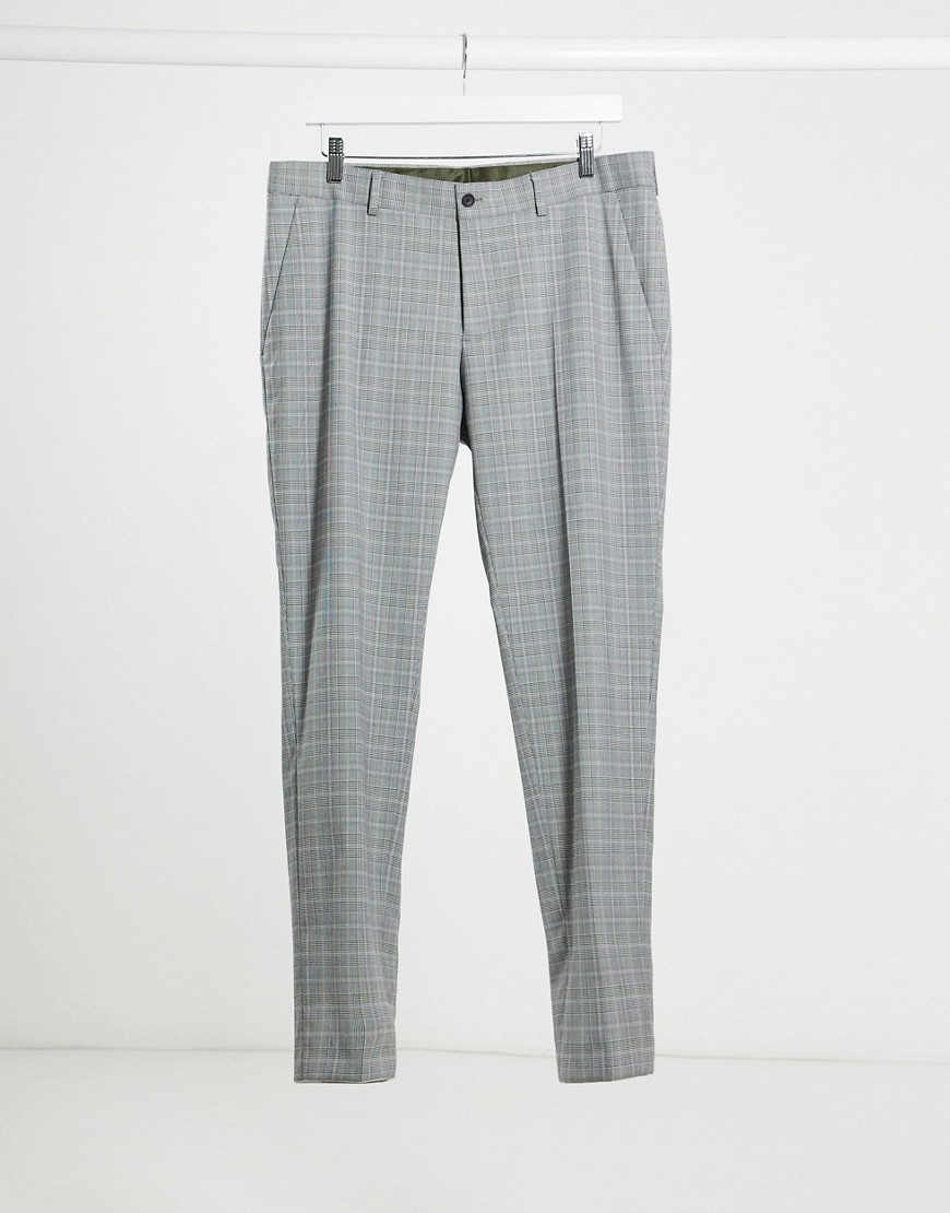 Esprit - Smalle pantalon in grijze ruit-Grijs
