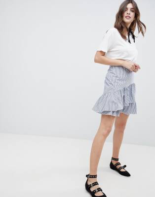 Esprit Stripe And Flippy Skirt-Multi