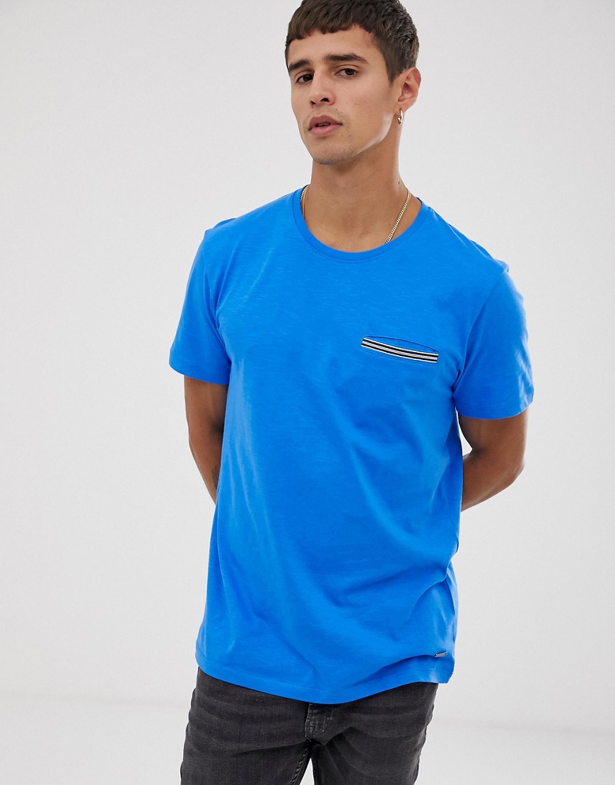 Esprit - T-shirt blu con tasca nastrata
