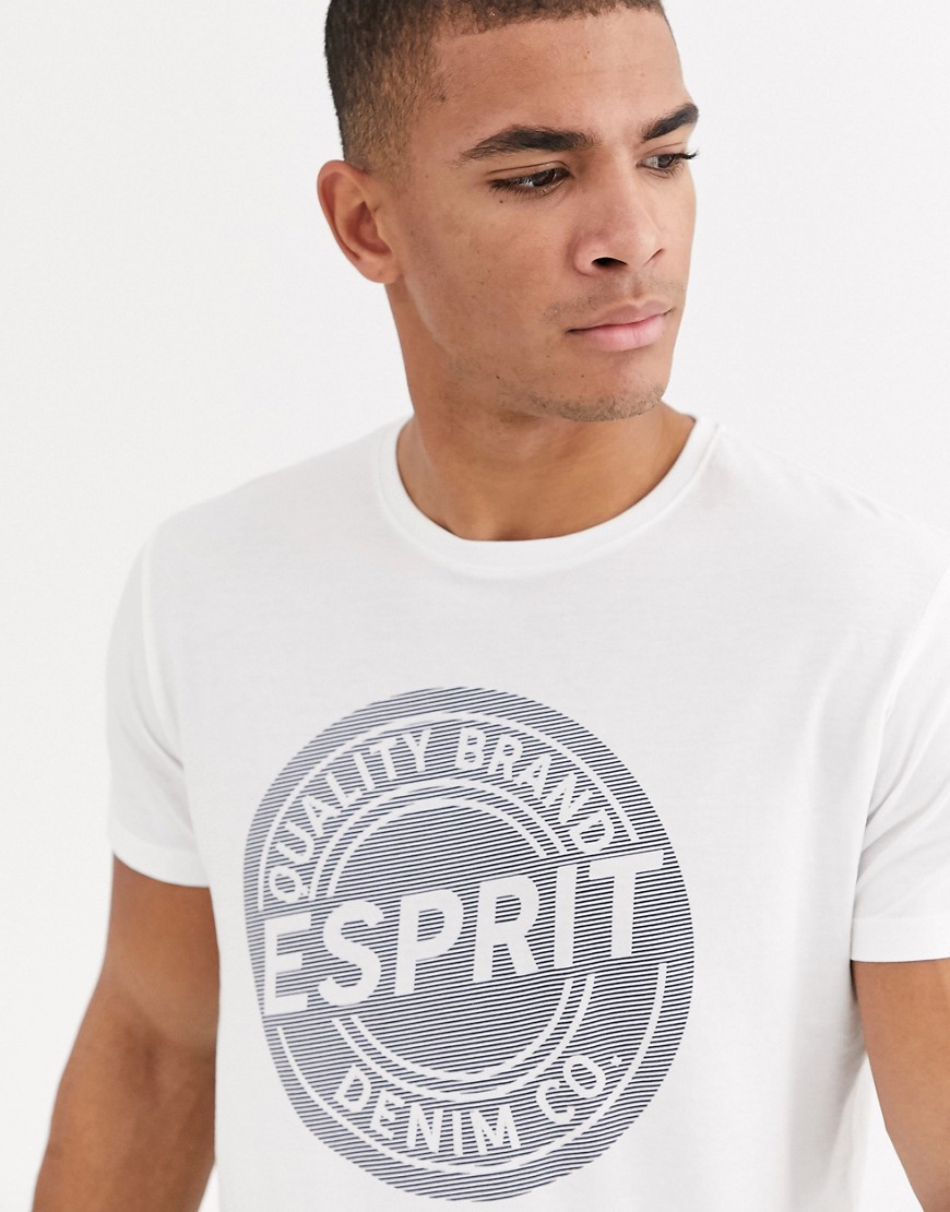 Esprit - T-shirt con logo bianca-Bianco