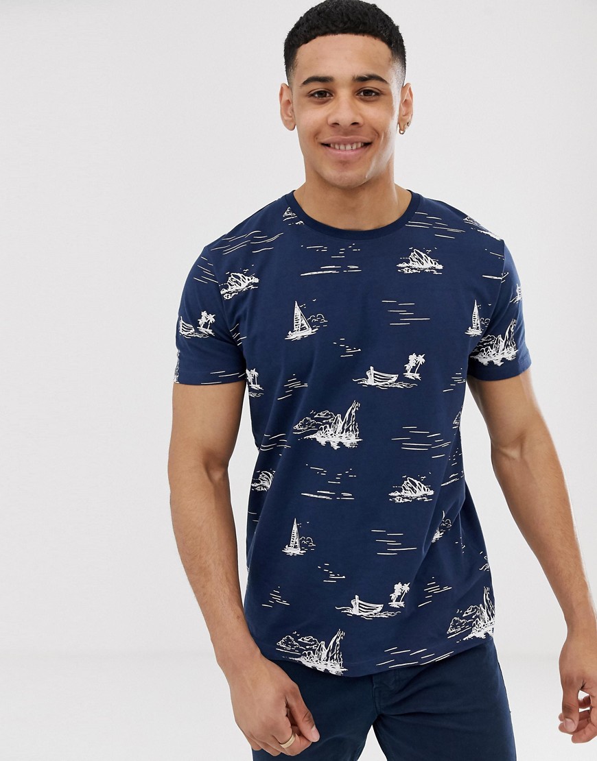 Esprit - T-shirt con scritta Sailing-Navy