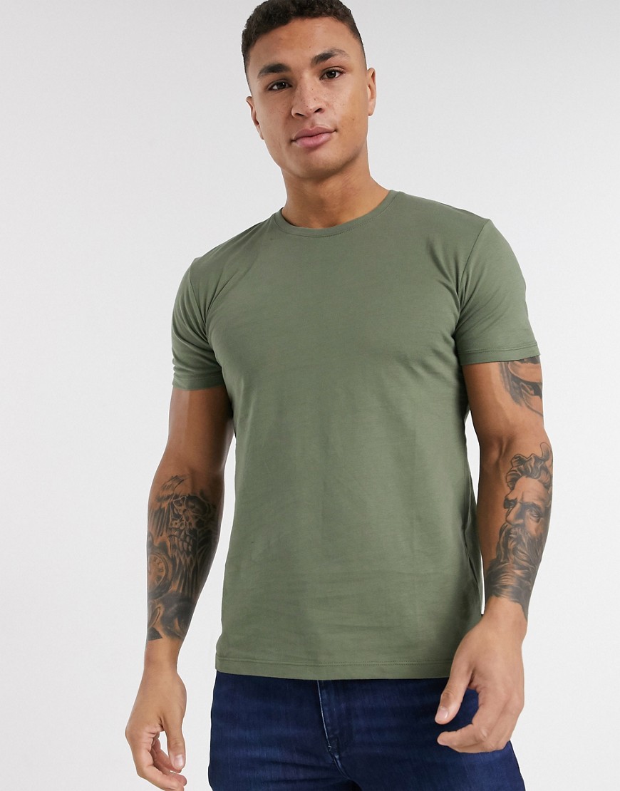 Esprit - T-shirt in tessuto organico manopesca kaki-Verde
