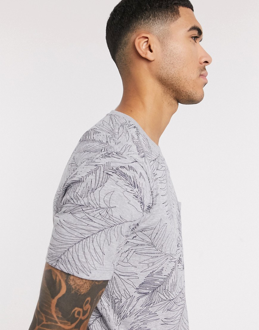 Esprit - T-shirt met bloemenprint in grijs