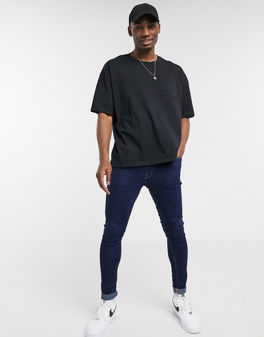 Esprit - T-shirt squadrata oversize nera-Nero