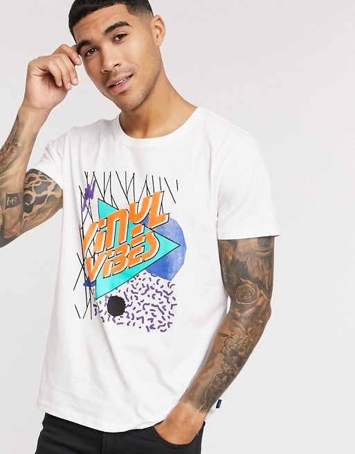 Esprit t-shirt with vinyl vibe print in white