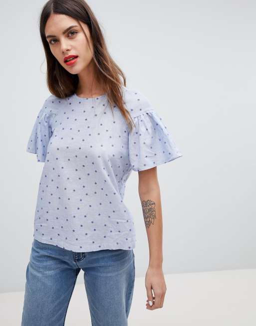 Esprit - Top à manches évasées et imprimé pissenlit