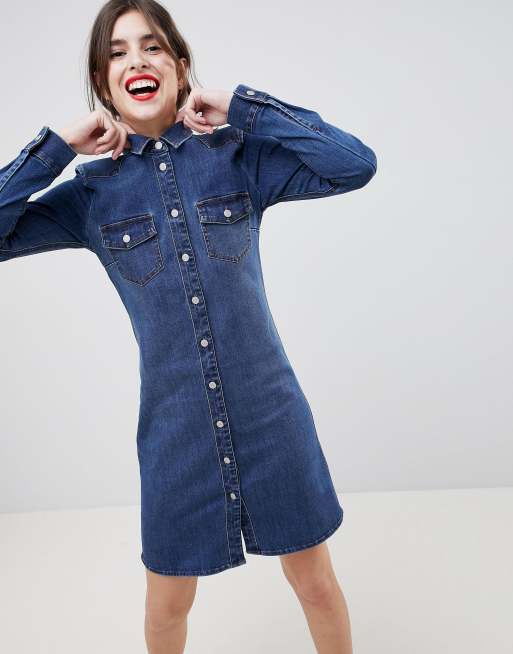 ESPRIT - Short denim dress with a tie belt at our online shop