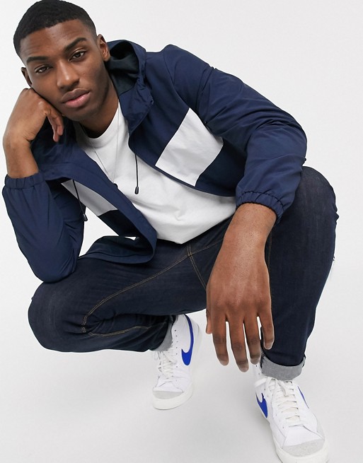Esprit windbreaker jacket in navy and white colour block