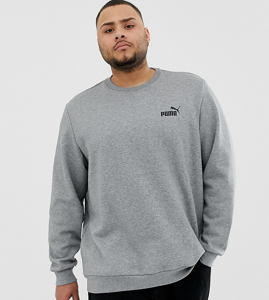 Essentials sweatshirt i grå med lille logo, Plus Size, fra Puma