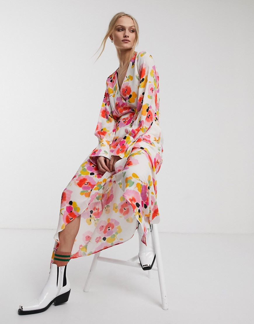 Essentiel Antwerp - Valoumi - Halflange jurk met bloemenprint-Wit