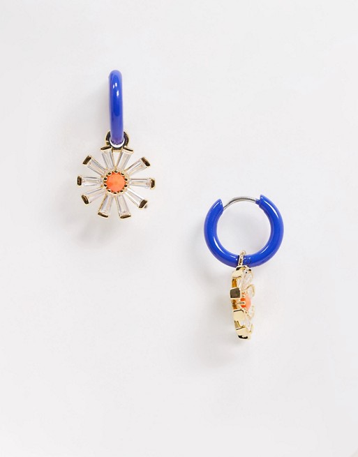 Essentiel Antwerp Varri charm hoop earrings in palace blue