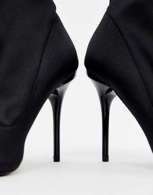Esther sorte stiletto-sokkestøvler med åben tå fra ASOS DESIGN, 4 af 4
