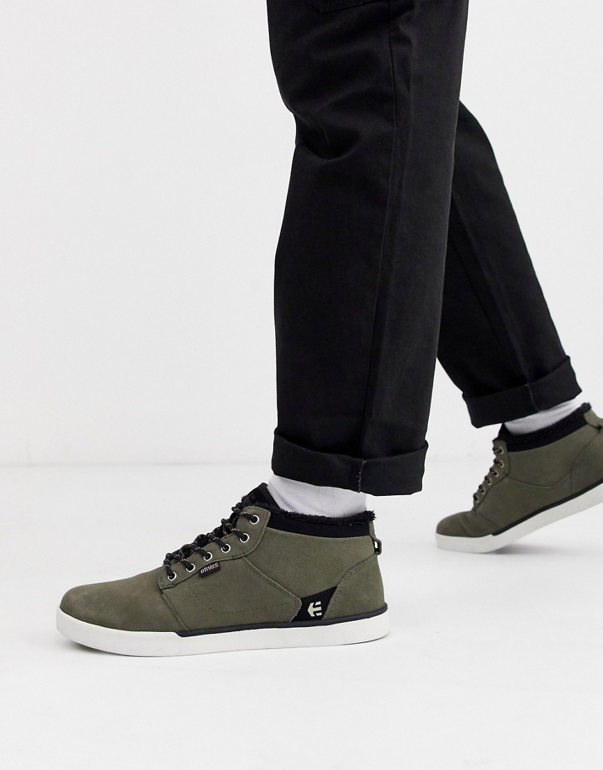 Etnies – Jefferson – Svarta/olivgröna, mellanhöga sneakers