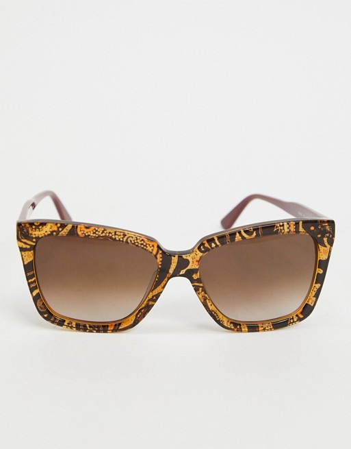 Etro oval sunglasses in brown marble