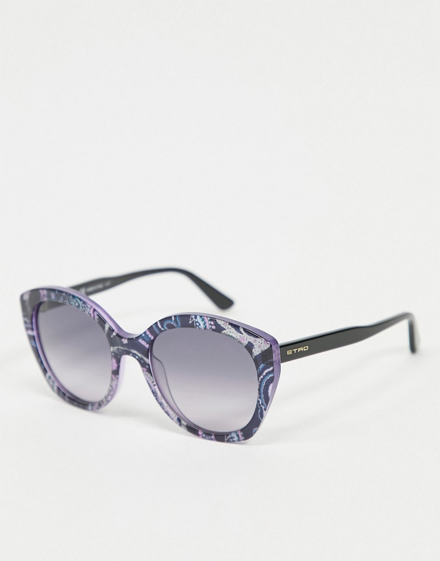 Etro – Runda solglasögon med marmorlook-Blå