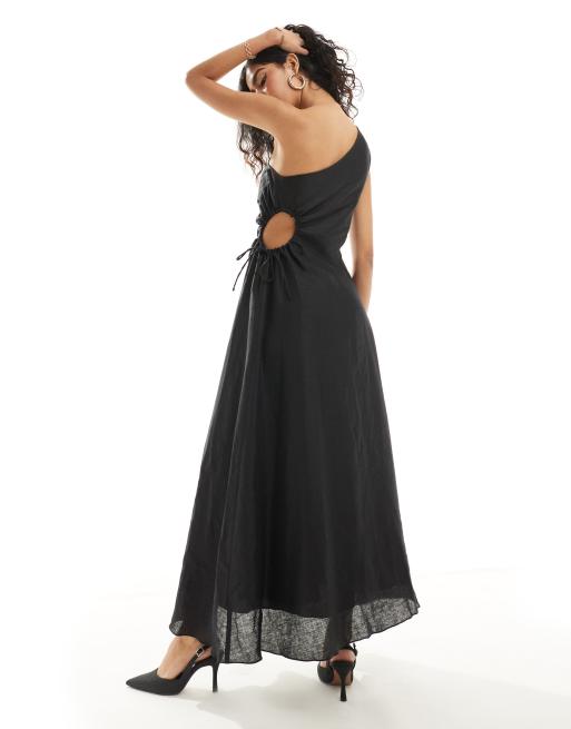 Ever New asymmetric cut-out waist maxi dress in black, 3 of 4