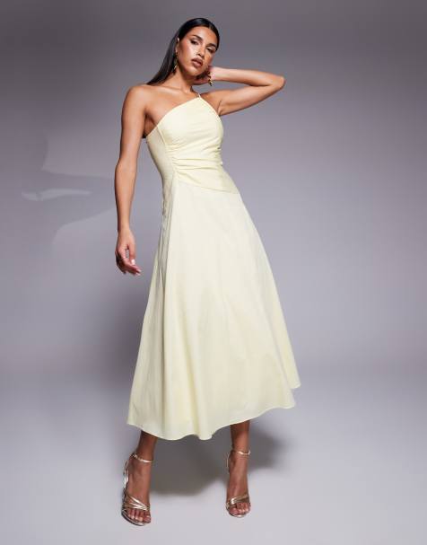 Ever New asymmetric midaxi dress in lemon