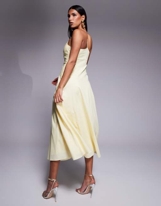 Ever New asymmetric midaxi dress in lemon