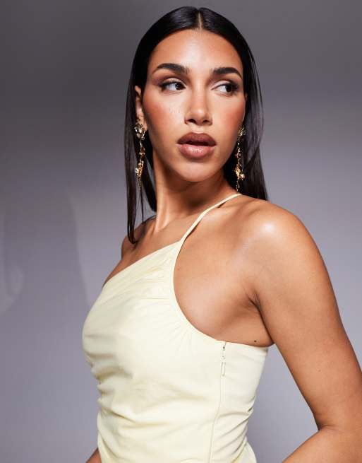 Ever New asymmetric midaxi dress in lemon