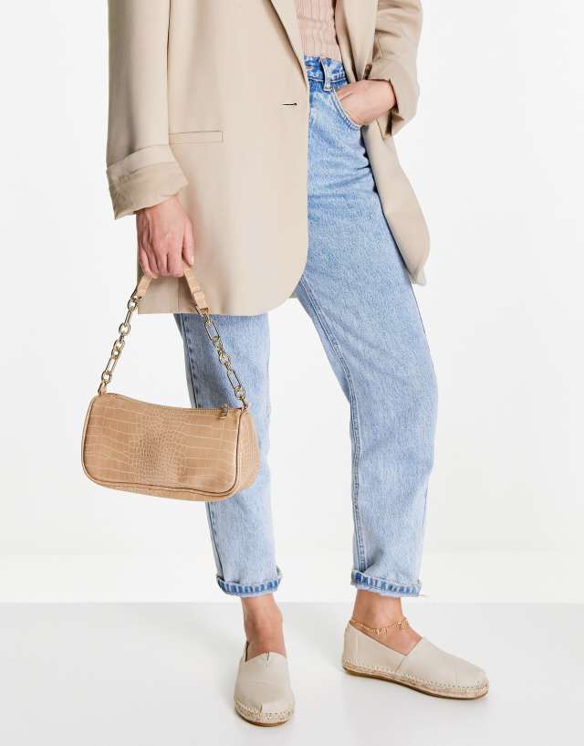 Ever New baguette chain bag in tan croc