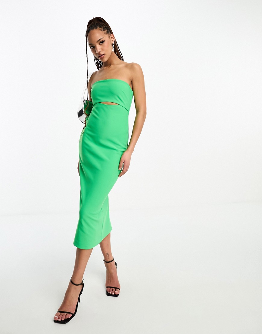 Ever New Bandeau Cut Out Midi Dress In Apple Green
