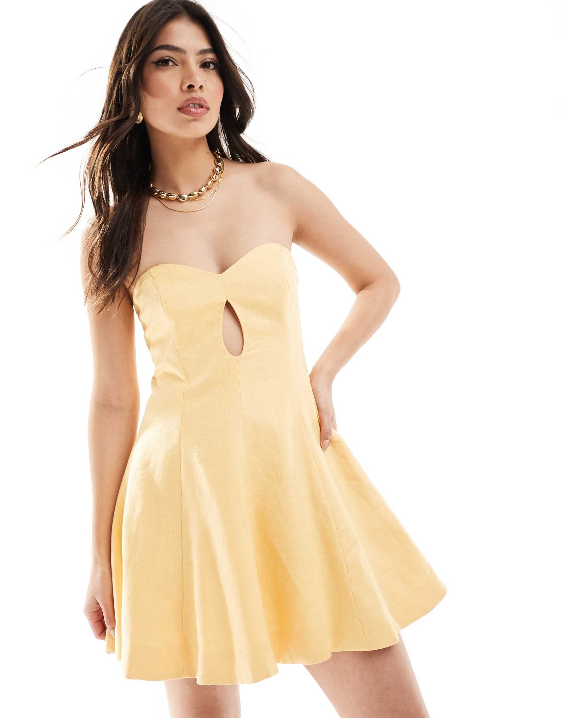 ever new bandeau mini dress in yellow