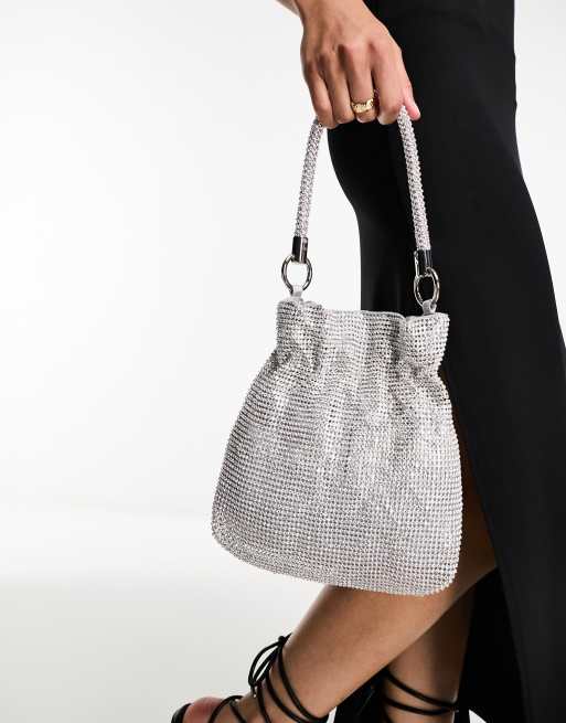 Ever New beaded clutch bag in silver
