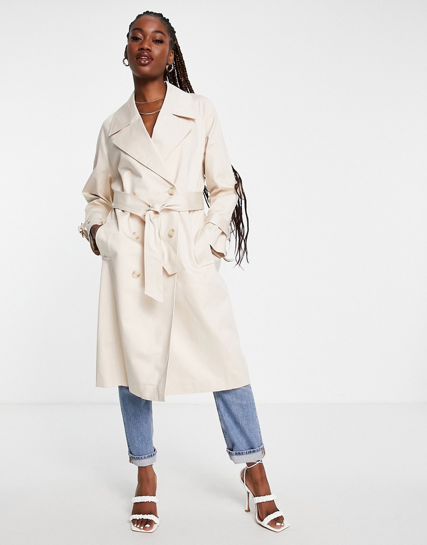 Forever New Ever New Belted Trench Coat In Stone-neutral