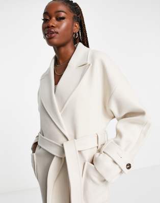 Cream wool sales wrap coat