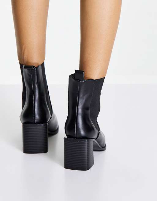 Womens black square outlet toe ankle boots