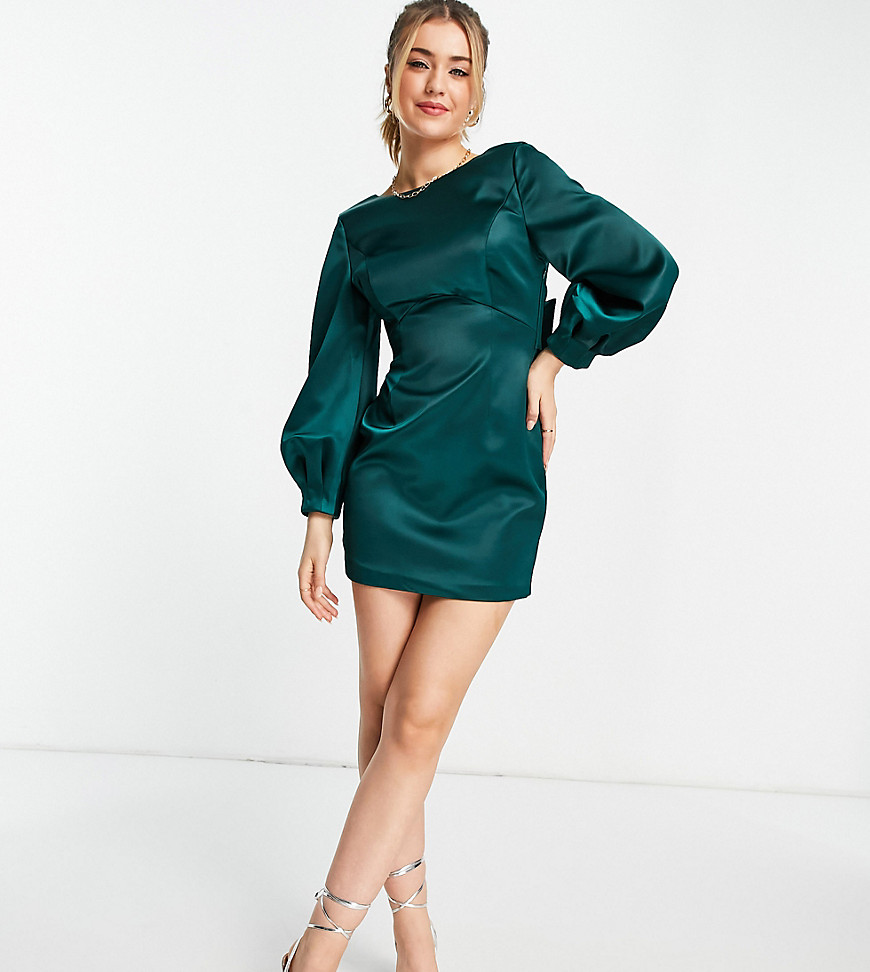 Ever New bow back mini dress in emerald green