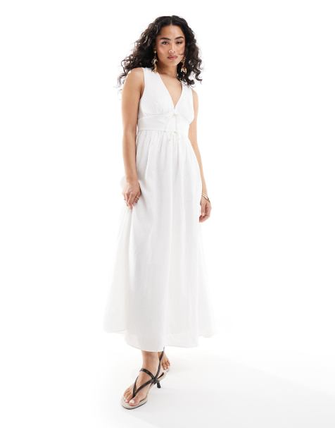 Ever New bow detail midaxi dress in ivory - view 1