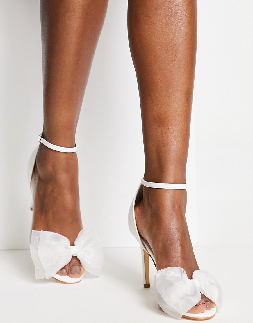 Ever New Bridal bow barely there heels in ivory-White