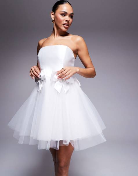 Ever New Bridal bow tulle mini dress in ivory