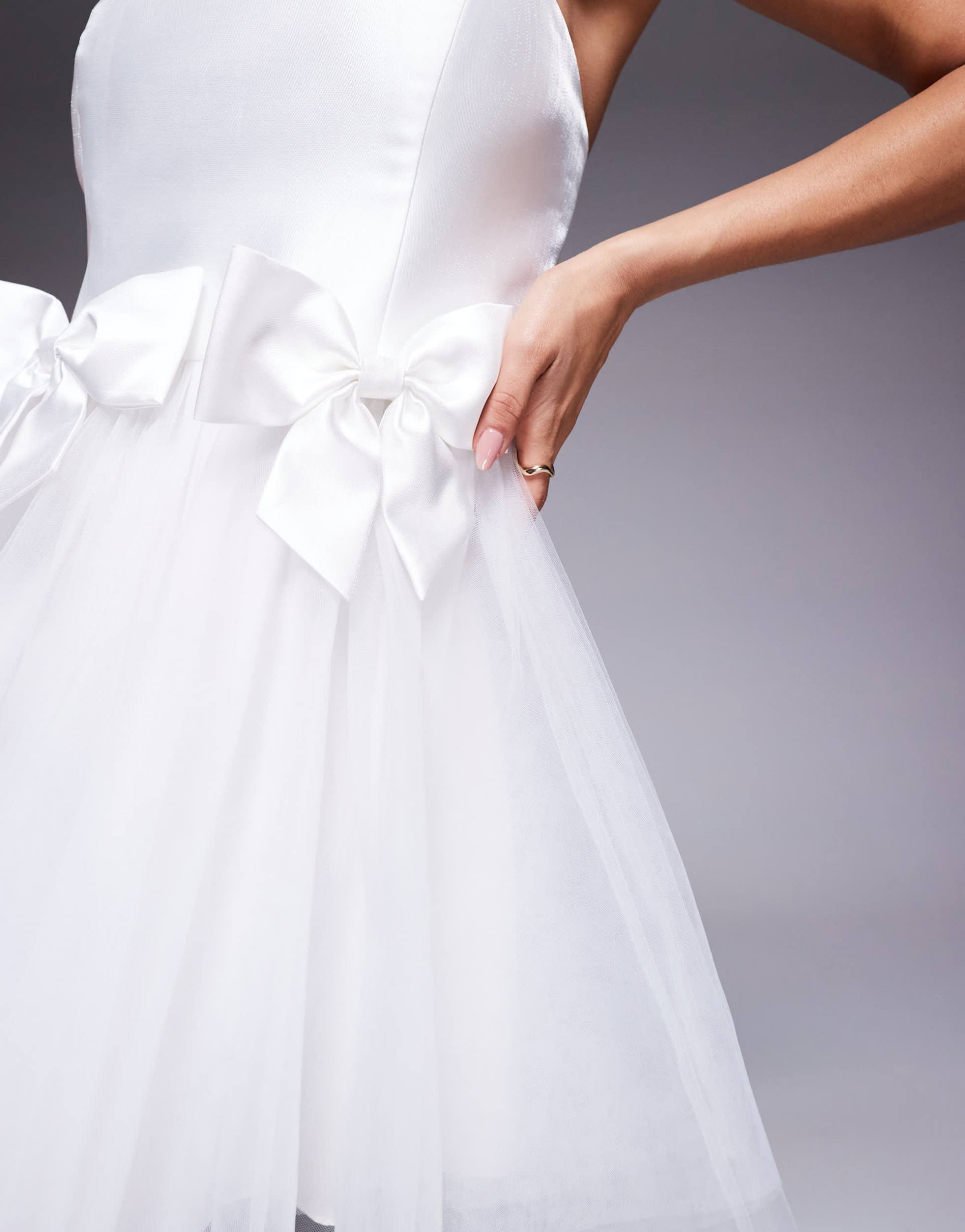 ever new bridal bow tulle mini dress in ivory
