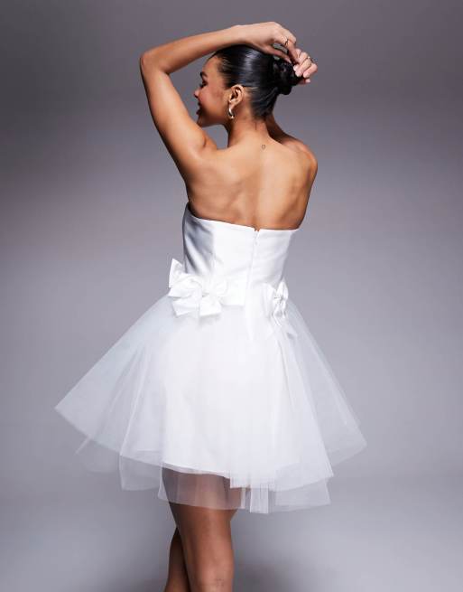 Ever New Bridal bow tulle mini dress in ivory