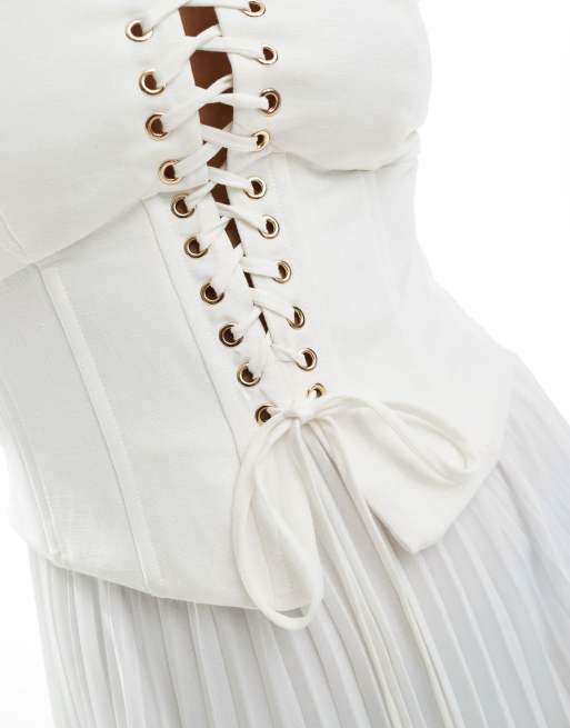 Ever New Bridal corset pleated maxi dress in ivory