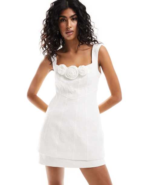 Ever New Bridal double layer jacquard mini dress in ivory - view 1